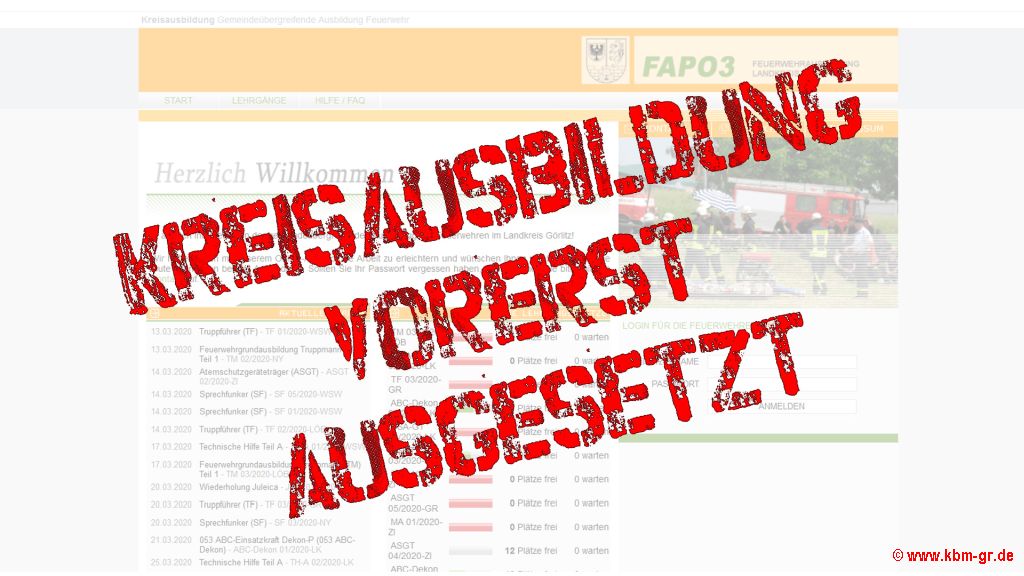 Kreisausbildung vorerst ausgesetzt